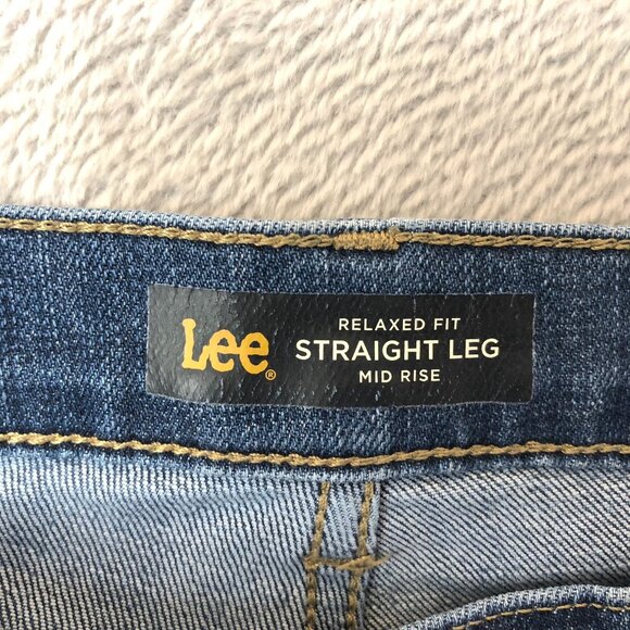 Lee Womens Jeans Size 4 Blue Denim Relaxed Fit Straight Leg Mid Rise Medium Wash - Picture 8 of 14